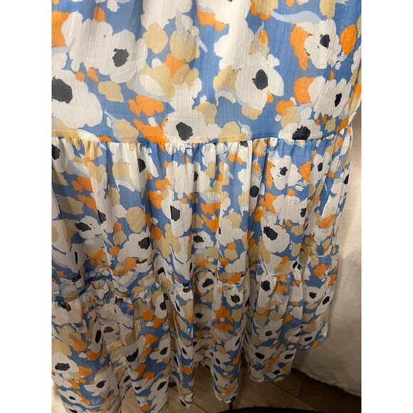 NWT Joie Floral Fields Midi Dress Blue Orange L Fairy Timeless Tiered - Picture 14 of 16